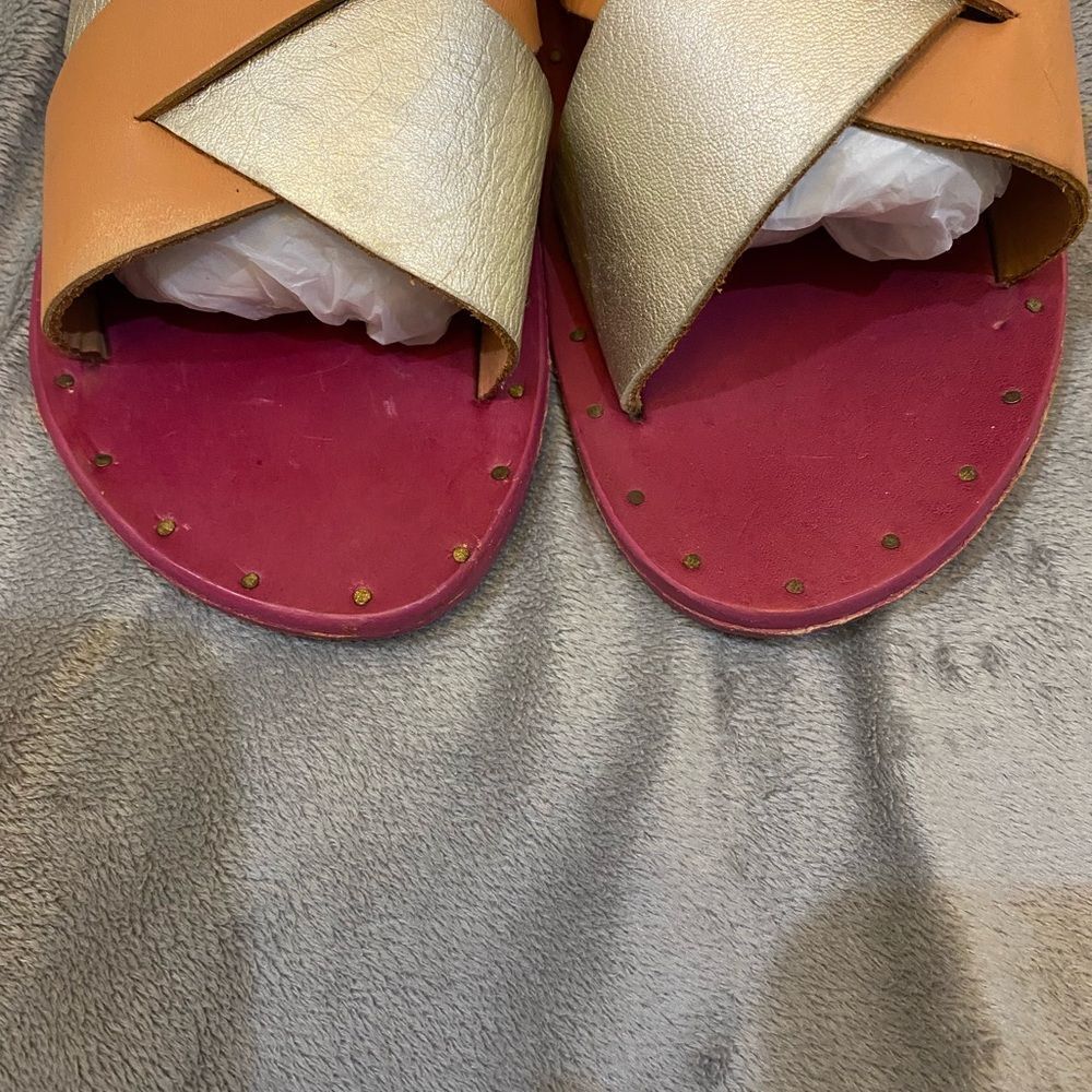 Beek By Two Birds Leather Slid On Sandals Women Size 8 - Picture 2 of 8